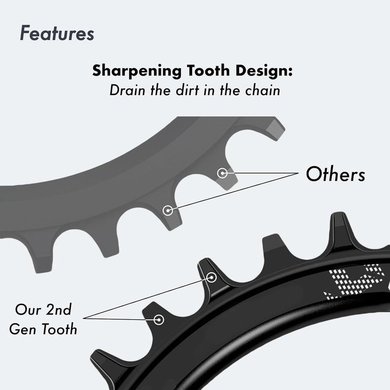 DJC Components DJC Bike Chainring 110BCD Round Road Bike Chainring Narrow Wide Tooth 5 Arms Aluminum Lightweight for Force Red Rival s350 s900 36 38 40 42 44 46 48 50 52 54 56T - Image 5